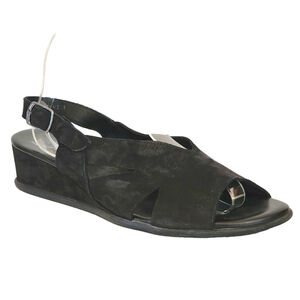ARCHE Black Nubuck Leather Wedge Slingback Sandals Size 42 11